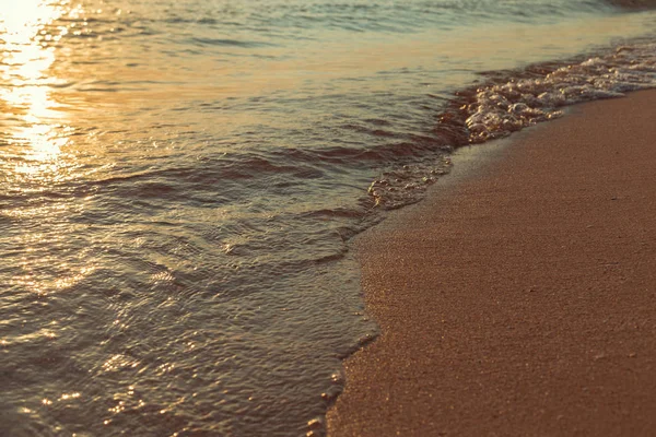 Paesaggio Con Tramonto Sul Mare Sulla Spiaggia — Foto Stock