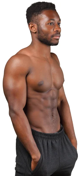 Homme Africain Musculaire Isolé Sur Fond Blanc — Photo