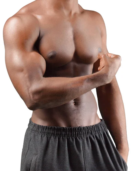 Torso Del Hombre Africano Musculoso Aislado Sobre Fondo Blanco — Foto de Stock