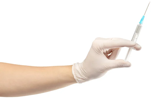 Syringe Hand Isolated White Background — Stock Photo, Image