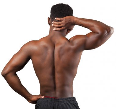 Beyaz arka plan üzerinde izole kas Afrika adam