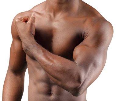 Gövde musculous Afrikalı adamın beyaz arka plan üzerinde izole