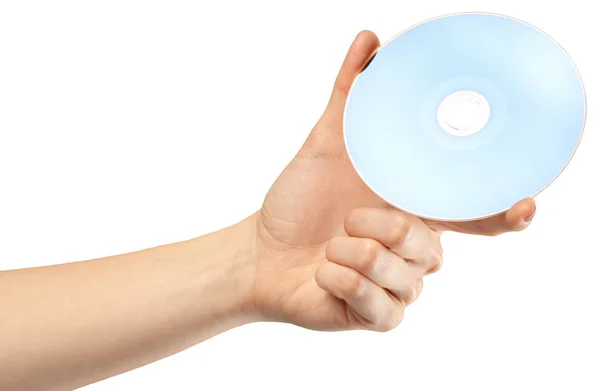 Mano Tiene Compact Disk Isolato — Foto Stock