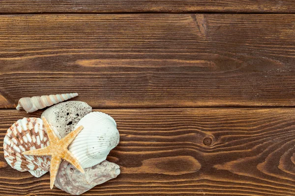 Accesorios Playa Sobre Tabla Madera — Foto de Stock