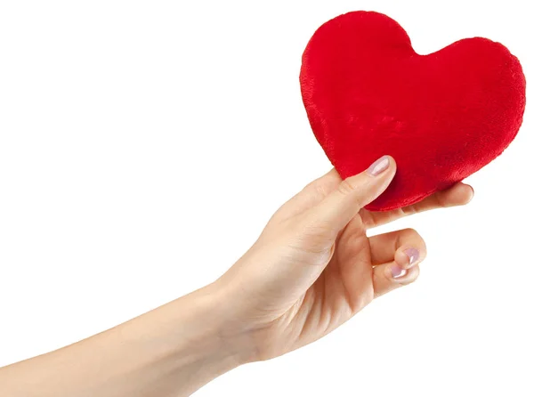 Rotes Herz Weiblicher Hand — Stockfoto