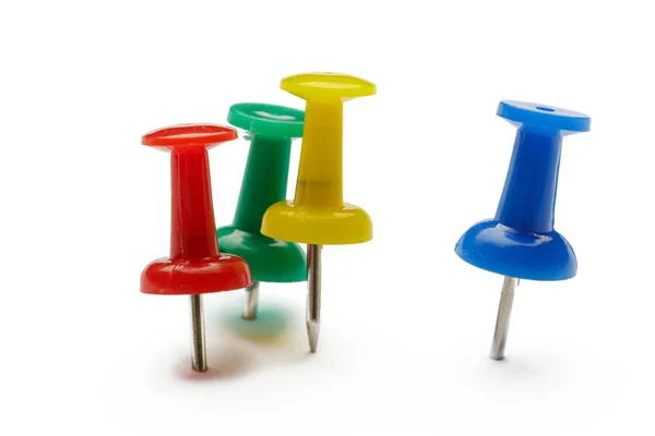 Push Pins Isolerad Vit Bakgrund — Stockfoto