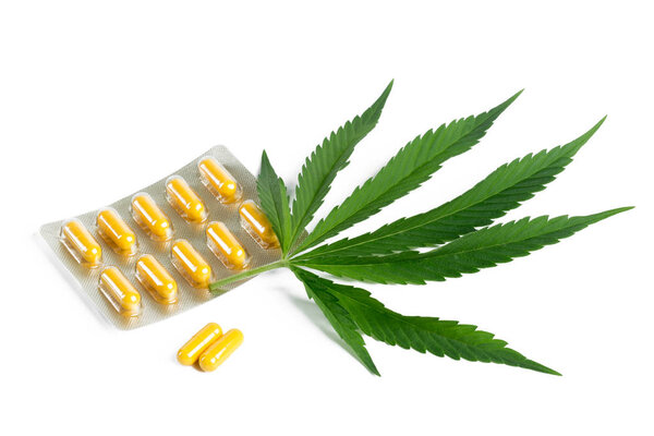 Close up of medical Marijuana on white background