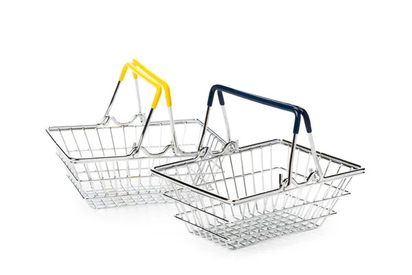 Cesta Compras Isolada Fundo Branco — Fotografia de Stock