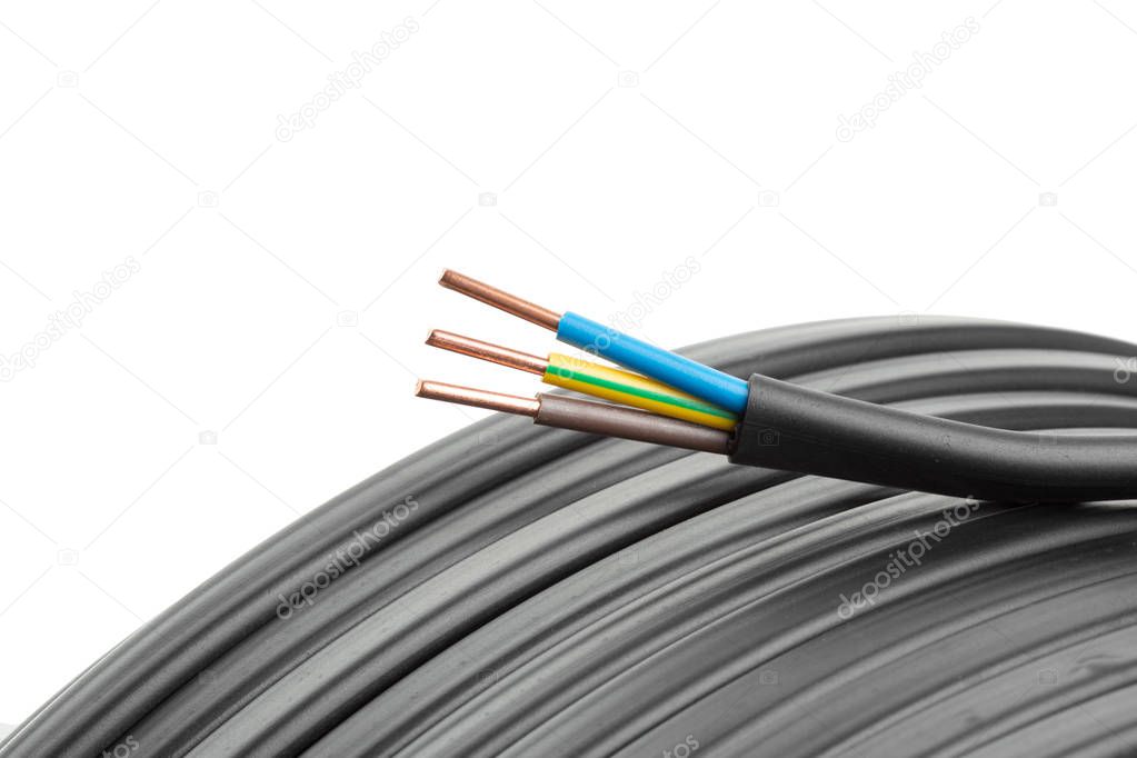 Electric cable closeup with many wires
