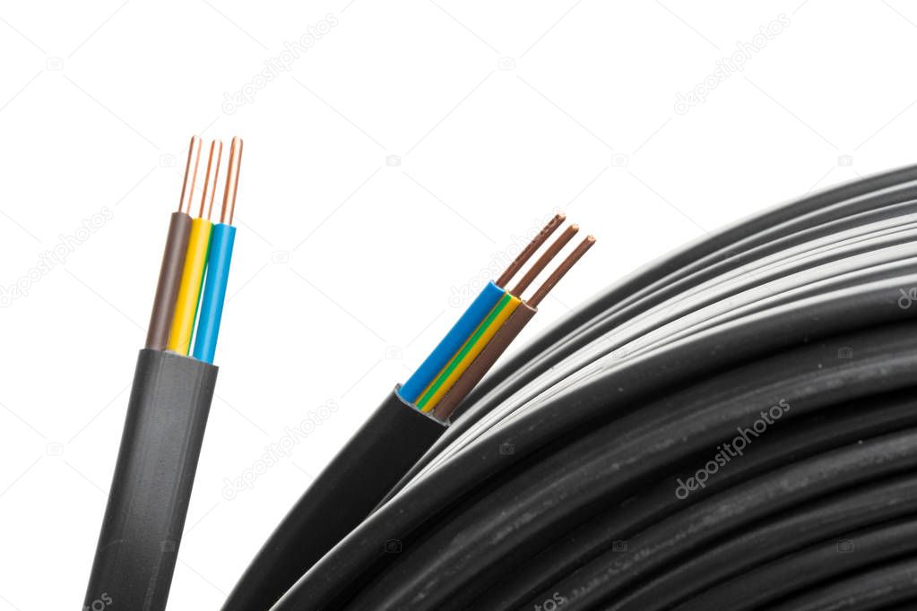 Electric cable closeup with many wires