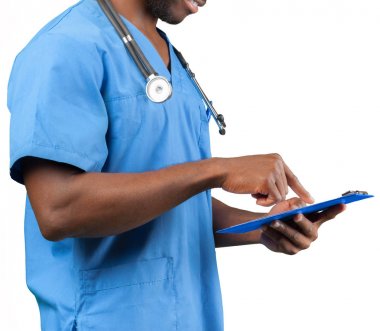 Doktor flip beyaz arka plan üzerinde izole grafik ile