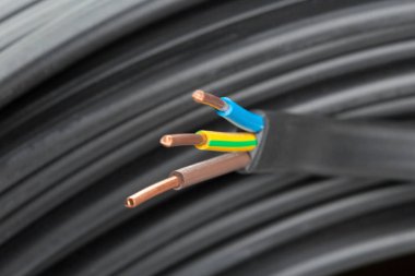 Electric cable closeup with many wires clipart
