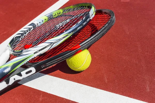 Tenisz Labda Ütő Bíróság — Stock Fotó