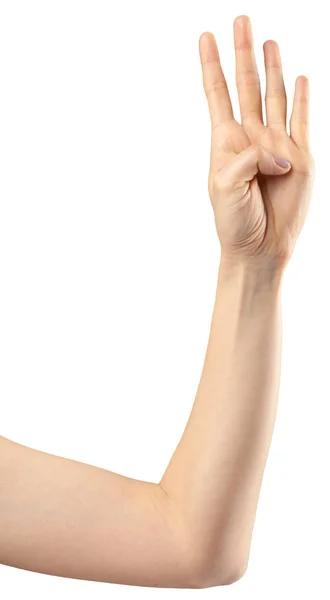 Female Hand Gesture White Background — Stock Photo, Image