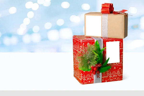 Gift Boxes Bows Table — Stock Photo, Image