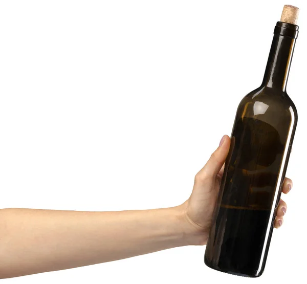 Χέρι Ένα Μπουκάλι Κρασί — Φωτογραφία Αρχείου
