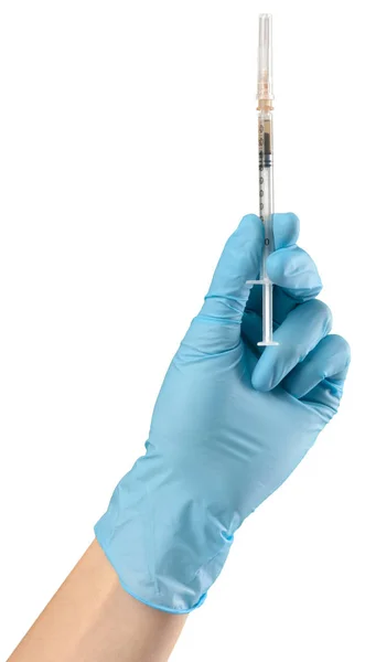 Syringe Hand Isolated White Background — Stock Photo, Image