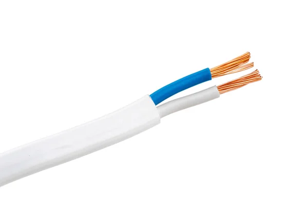 Elektrická Detekční Kabel Mnoha Dráty Izolované Bílém Pozadí — Stock fotografie