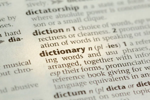 Définition Mot Dans Dictionnaire Vue Rapprochée — Photo