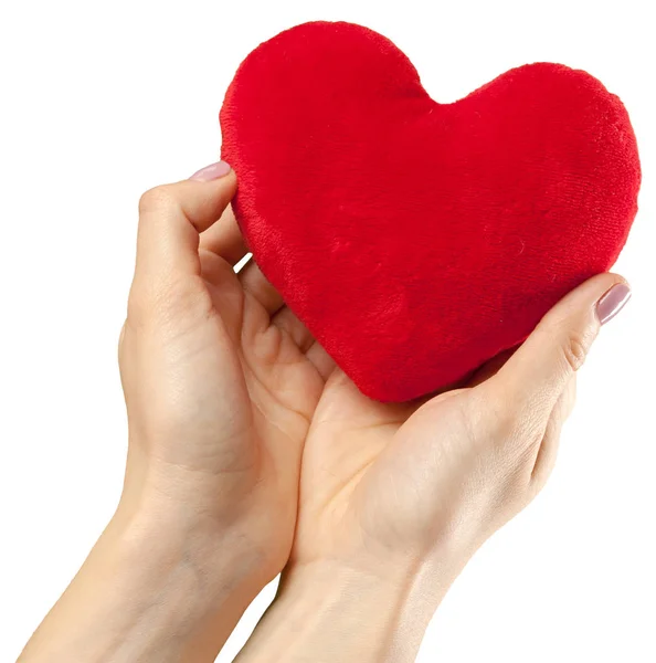 Red Heart Female Hands — Stock Photo, Image