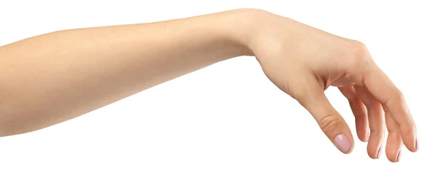 Weibliche Handbewegung Auf Weißem Hintergrund — Stockfoto
