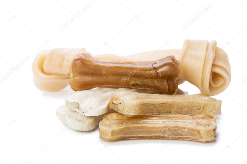 dog chew bones isolated on white background