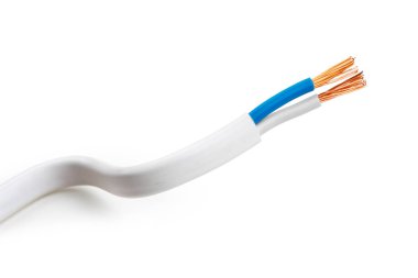 Beyaz arka plan üzerinde izole birçok telleri ile elektrik ekranlı kablo