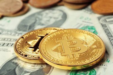 Bitcoins ve dolar arka plan