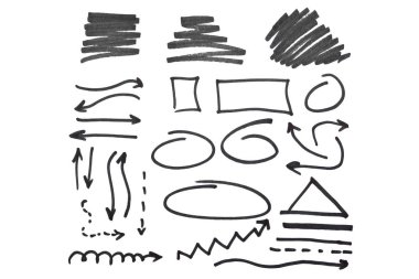 Beyaz bir arka plan üzerinde işaretleyici Scribbles