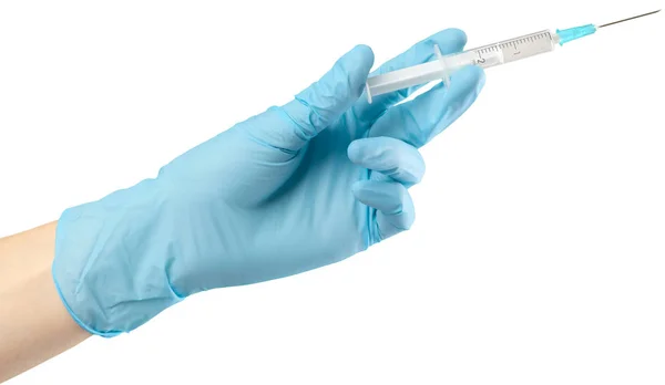 Syringe Hand Isolated White Background — Stock Photo, Image