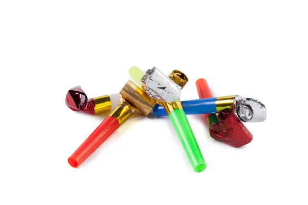 Party Blower Whistles White Background — Stock Photo, Image