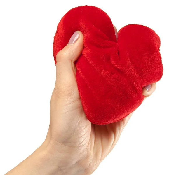 Rotes Herz Weiblicher Hand — Stockfoto