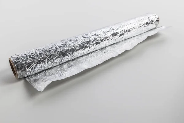 Rollo Papel Aluminio Aislado Sobre Fondo Blanco —  Fotos de Stock