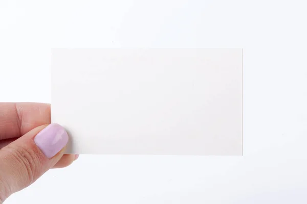 Mão Feminina Segurando Cartão Papel — Fotografia de Stock