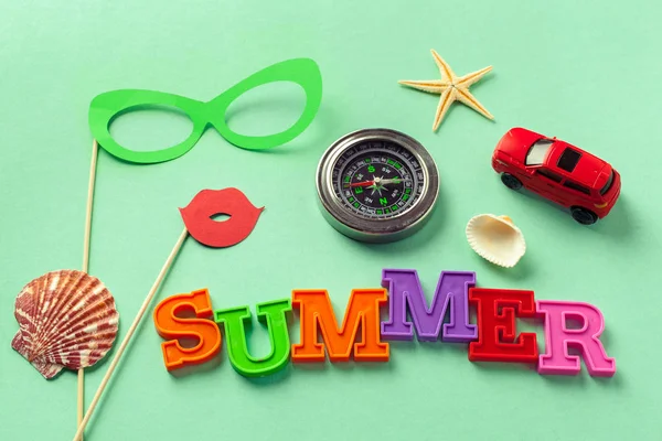 Fundo Verão Com Objetos Coloridos — Fotografia de Stock