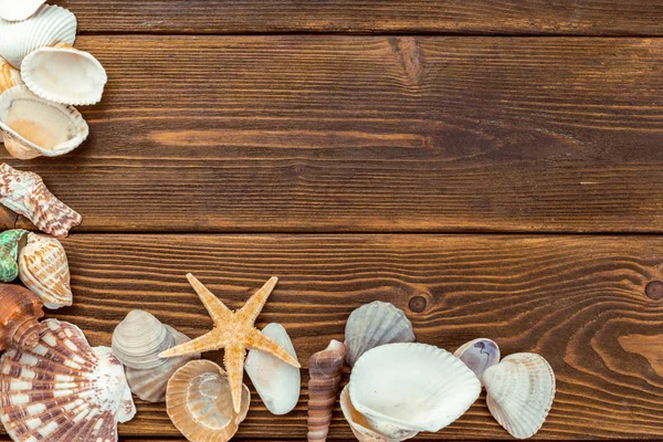 Accesorios Playa Sobre Tabla Madera — Foto de Stock