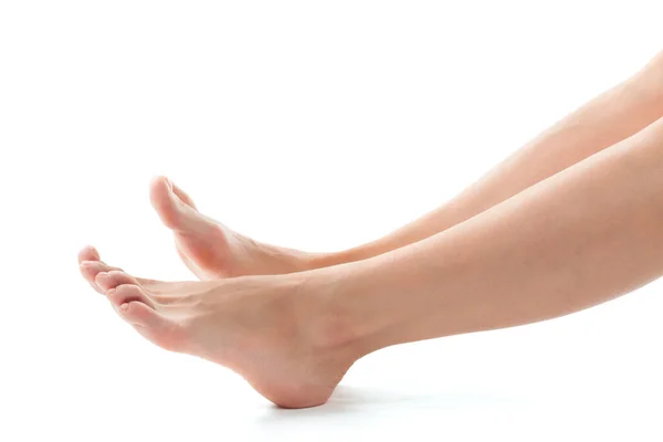 Красивые Женские Ноги Изолированы Белом Фоне — стоковое фото