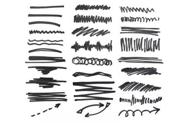 Beyaz bir arka plan üzerinde işaretleyici Scribbles