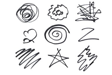 Beyaz bir arka plan üzerinde işaretleyici Scribbles