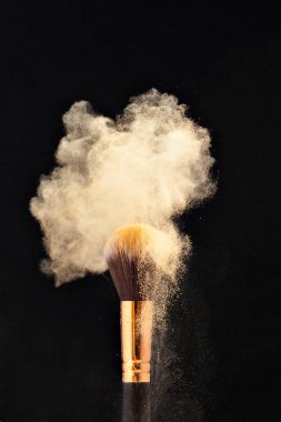 Profesyonel siyah makyaj fırça ile toz