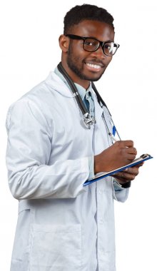 Doktor flip beyaz arka plan üzerinde izole grafik ile