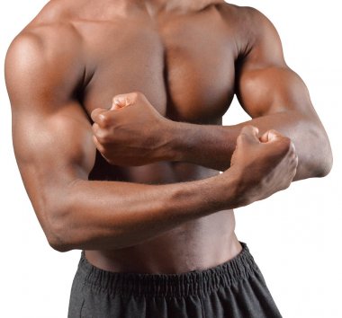 Gövde musculous Afrikalı adamın beyaz arka plan üzerinde izole