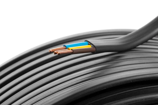 Primer Plano Del Cable Eléctrico Con Muchos Cables — Foto de Stock