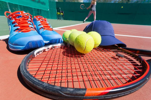 Equipo Tenis Cancha Hierba — Foto de Stock