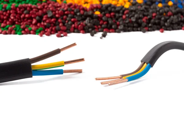 Colorful Plastic Polymer Granules Cable — Stock Photo, Image