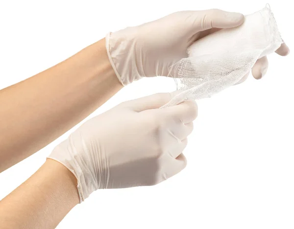 Bandage Hands Doctor White Background — Stock Photo, Image