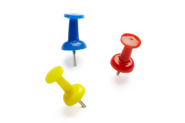 Push Pins Isolerad Vit Bakgrund — Stockfoto