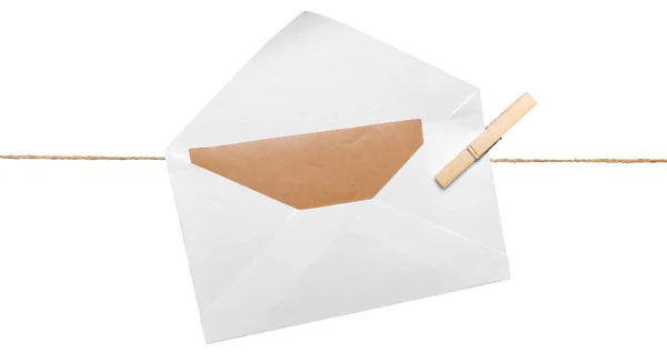 Envelope Corda Fundo Branco — Fotografia de Stock