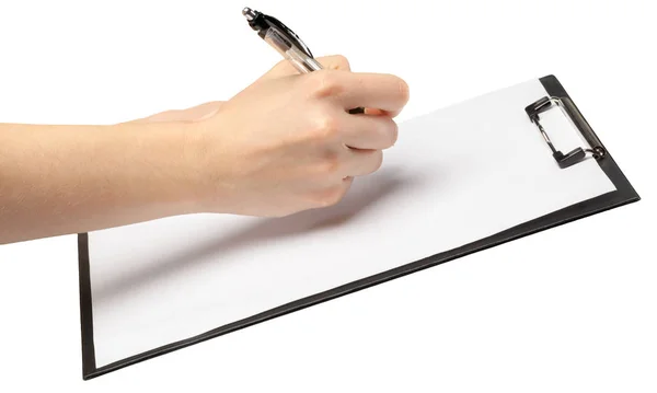 Hand Holding Clipboard Close — Stock Photo, Image