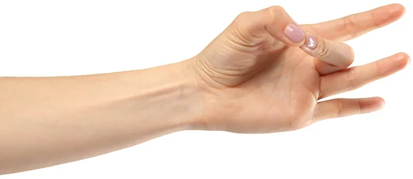Жест Женской Руки Белом Фоне — стоковое фото